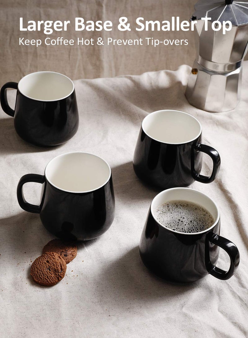 Teocera Ceramic Coffee Mug Set of 4-12 oz Coffee Mugs with Large Handles for Hot or Cold Drinks Like Latte, Cocoa, Tea or Juice - Smooth Ceramic, Dishwasher Safeï¼ŒBlack - Image 5